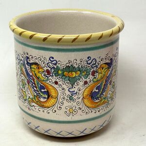 DERUTA Made in ITALY DIP. A MANO Ceramic Pottery Utensil Holder Kitchen 5"